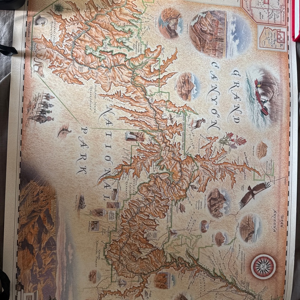 Vintage Grand Canyon National Park Map Wall Art